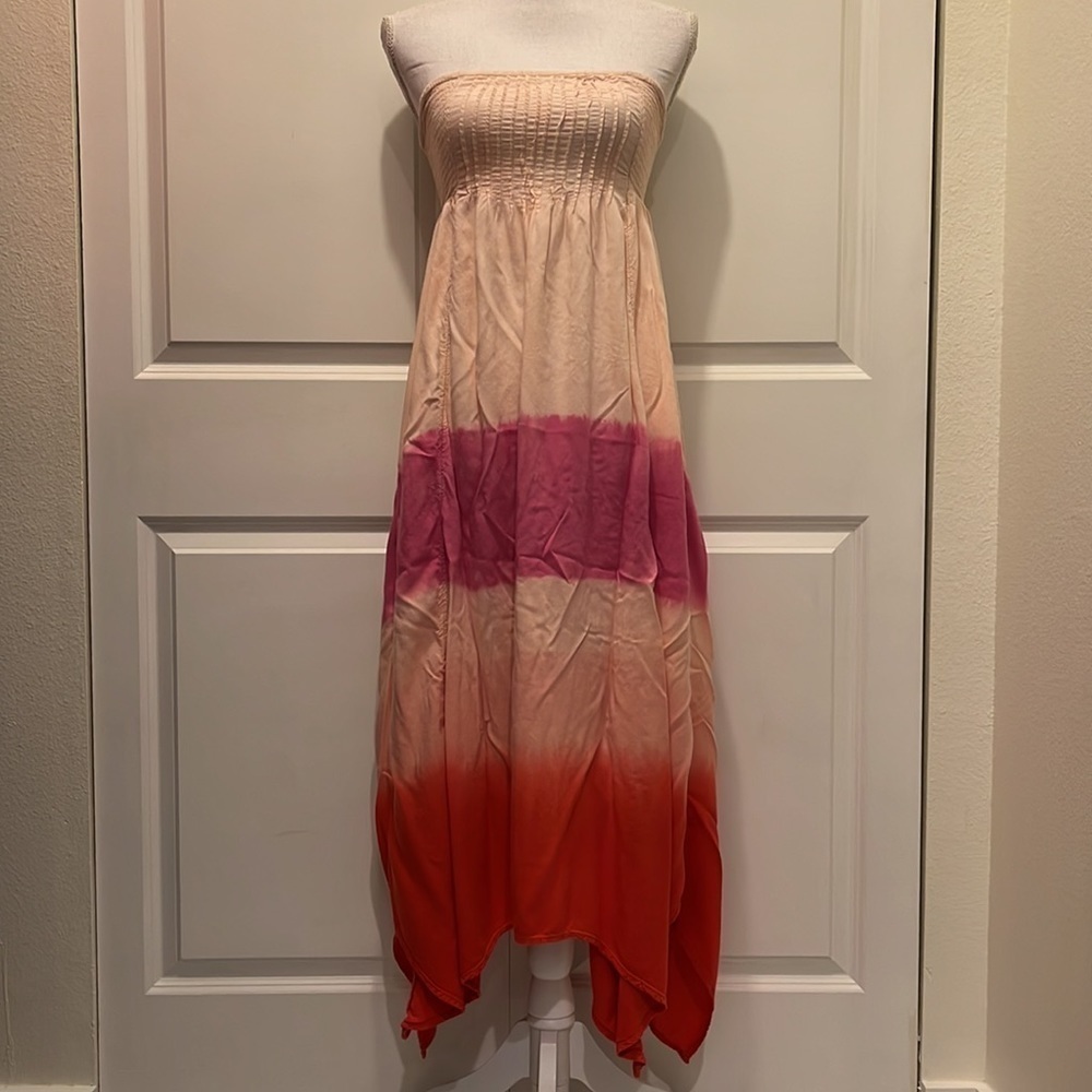 Roxy Colorblock Striped Strapless Maxi Dress
